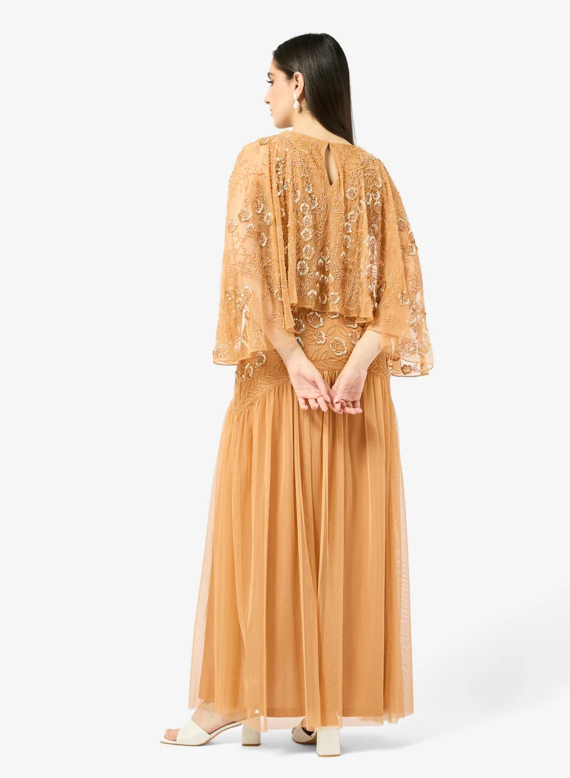Frock and Frill Embellished Long Sleeve Maxi Dress